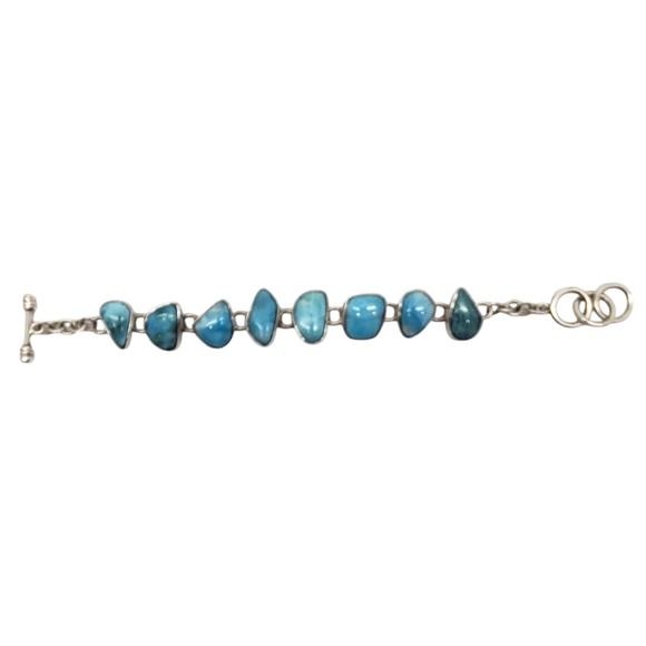 Krystyna's Sterling Silver Larimar Chain Toggle Bracelet # 20247 - Picture 2 of 10